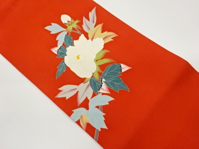 作家物　塩瀬手描き花葉模様名古屋帯